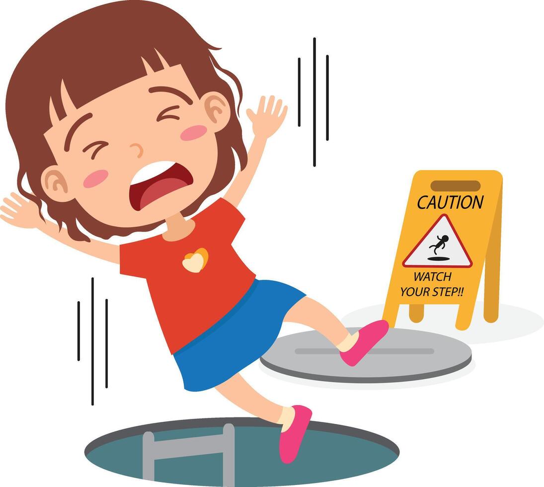 Watch your step caution sign. danger of falling isolated illustration vector