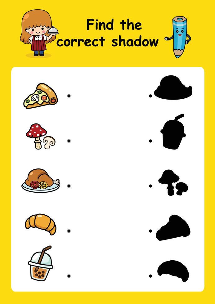 Find the correct shadow education game for children illustration vector