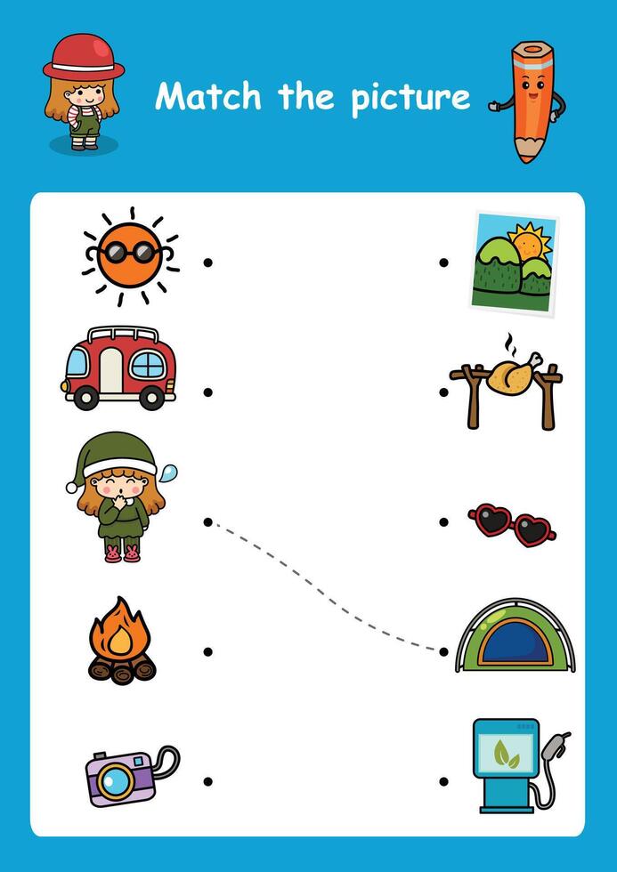 match the picture education game for children illustration vector