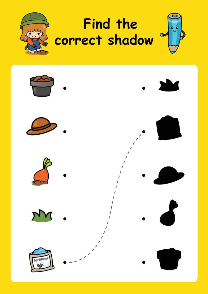 Find the correct shadow education game for children illustration vector