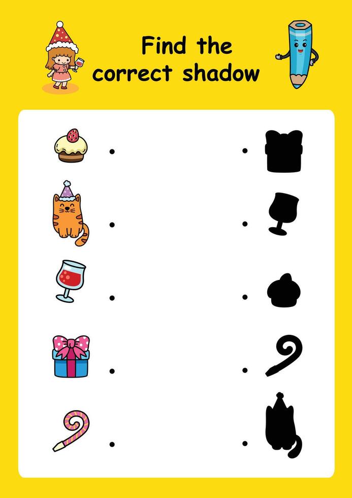 Find the correct shadow education game for children illustration vector