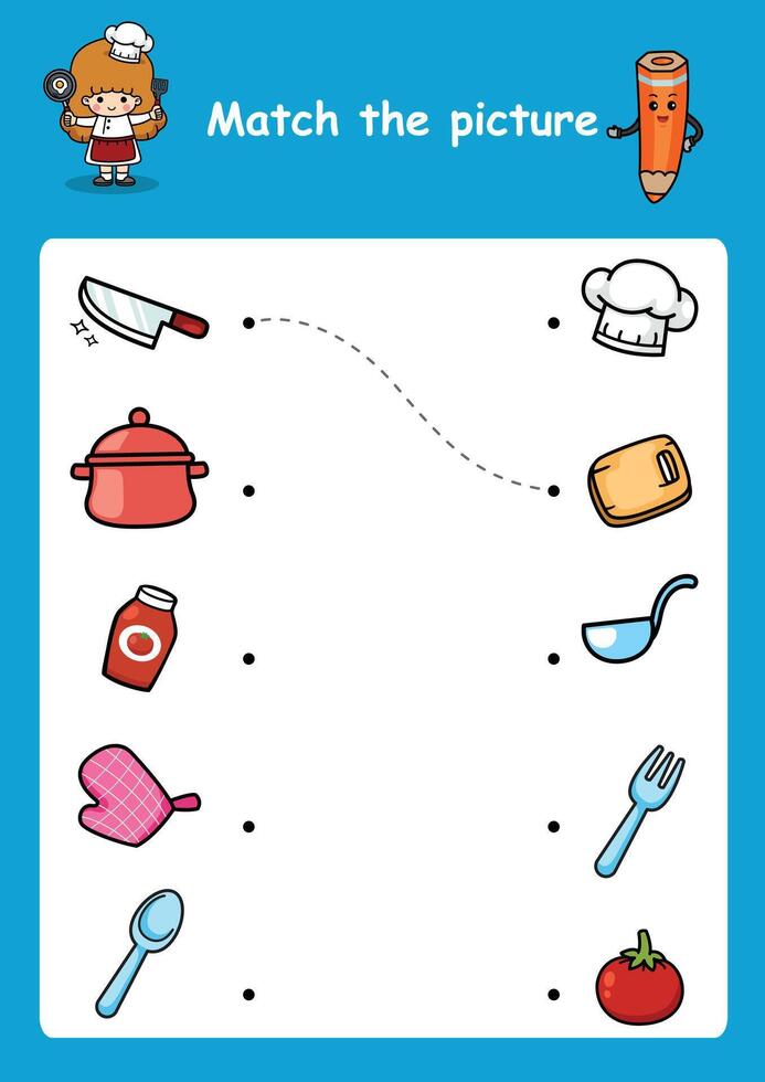 match the picture education game for children illustration vector