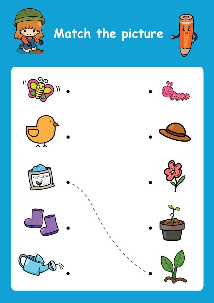 match the picture education game for children illustration vector