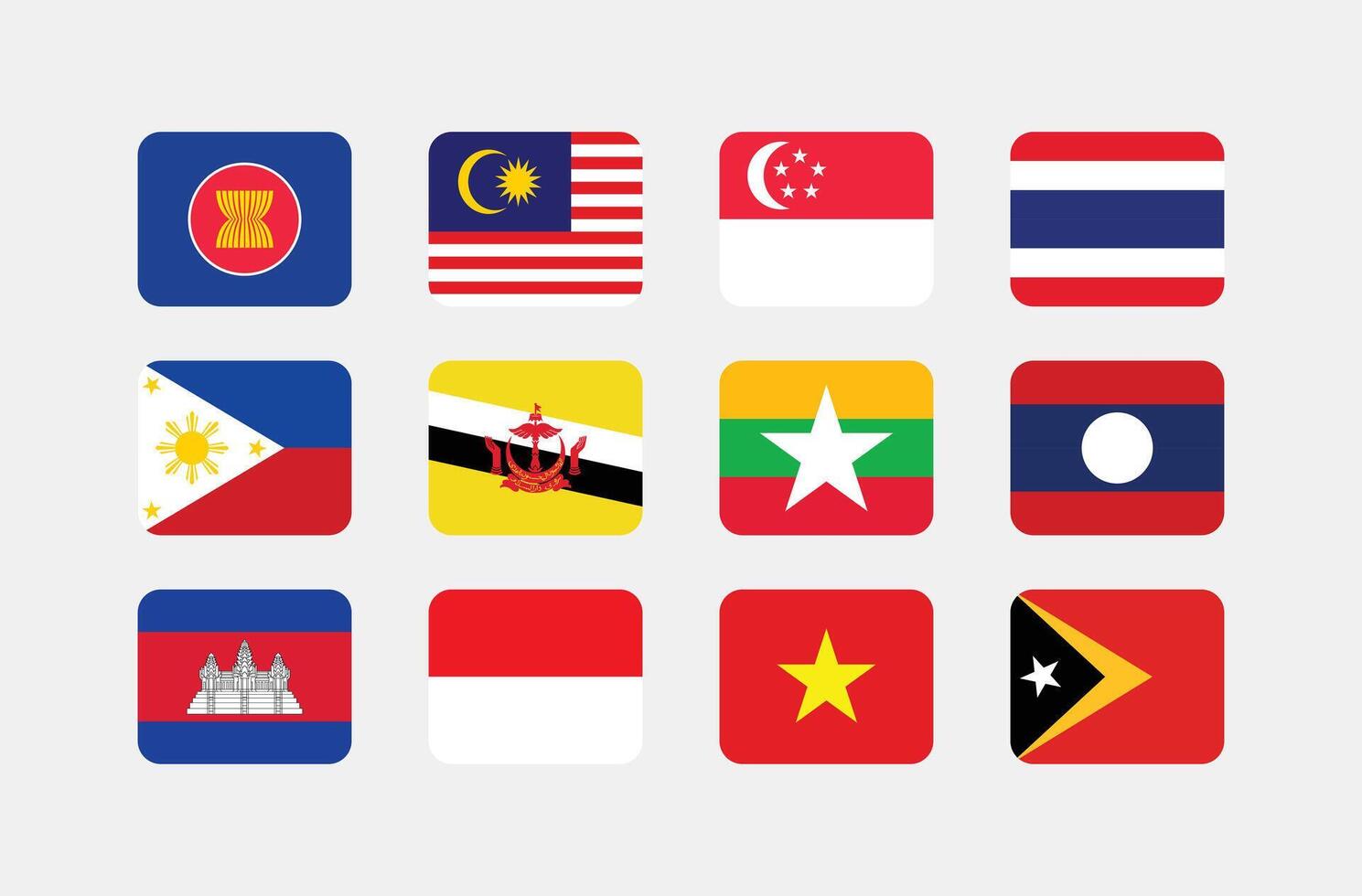 National Flag of All ASEAN Countries. Set of ASEAN country Flag. vector