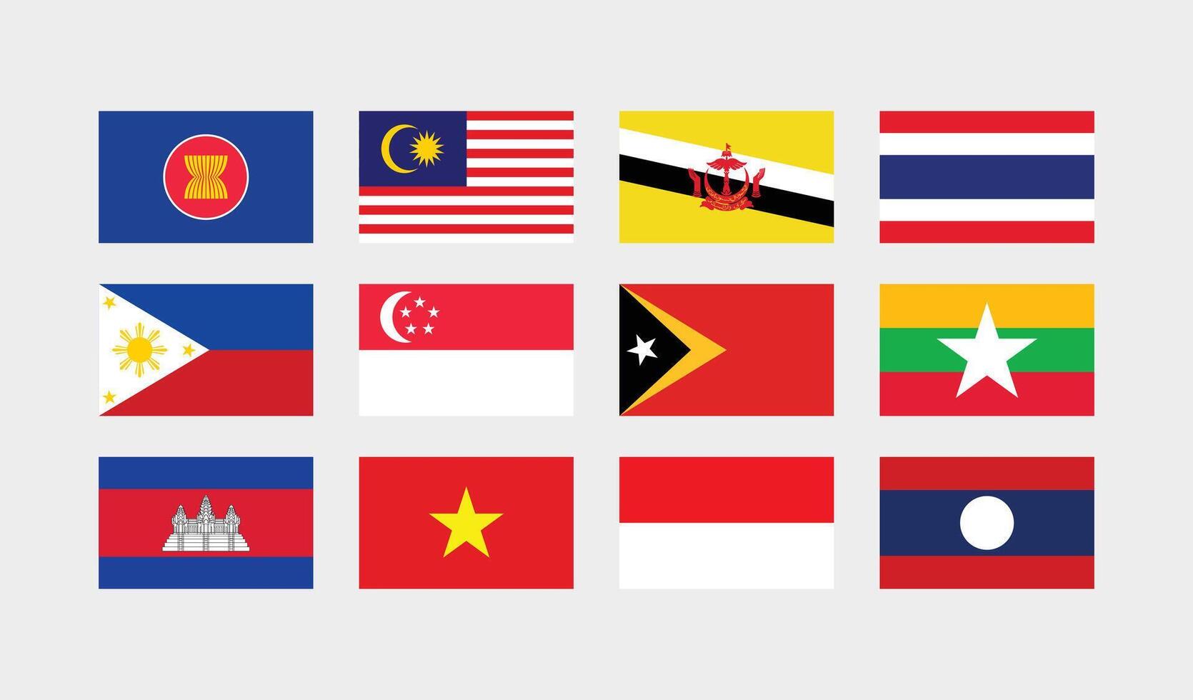 National Flag of All ASEAN Countries. Set of ASEAN country Flag. vector