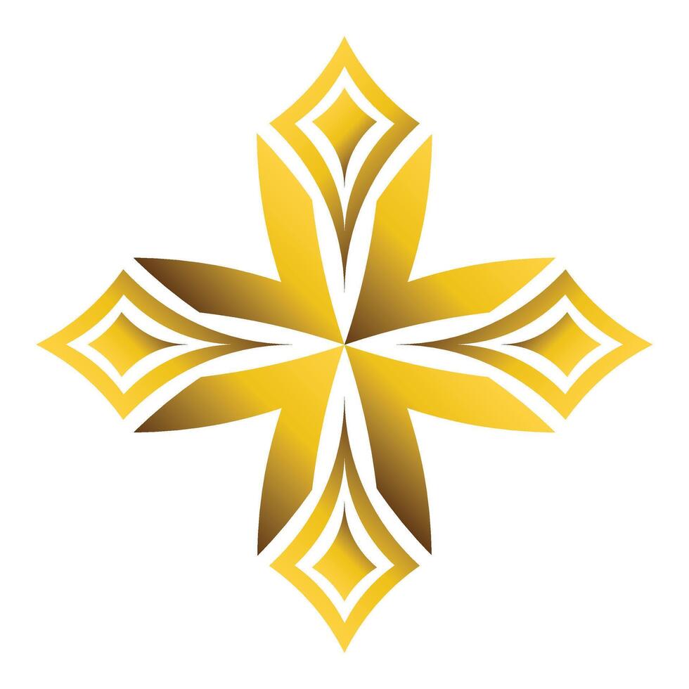 golden flower petal ornament vector