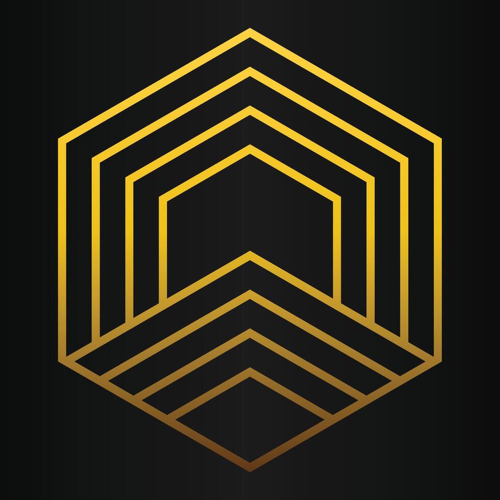 luxury golden hexagon design vector