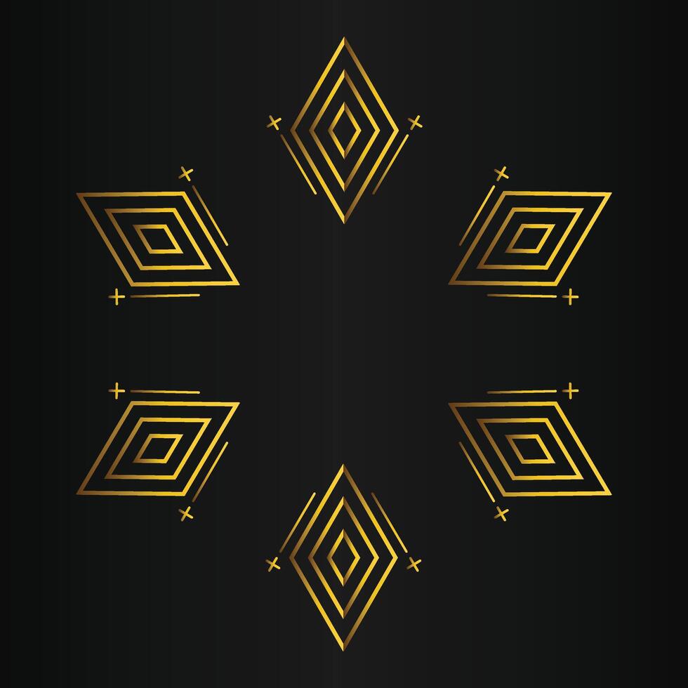 golden geometry design on black background vector