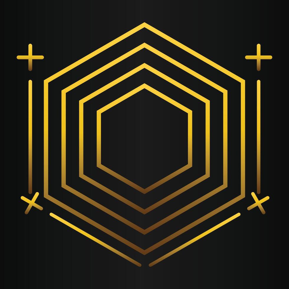 luxury golden hexagon design vector