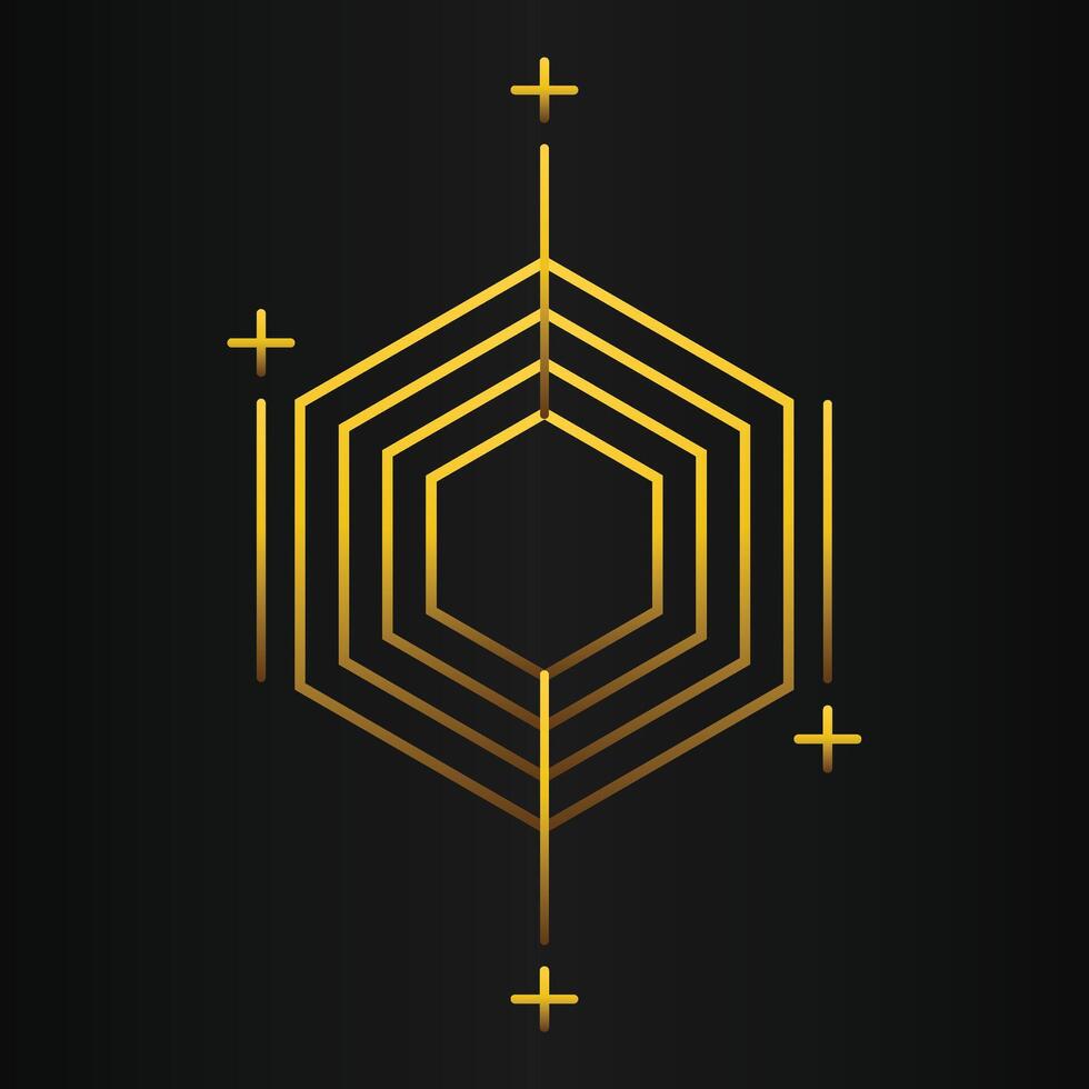 luxury golden hexagon design vector