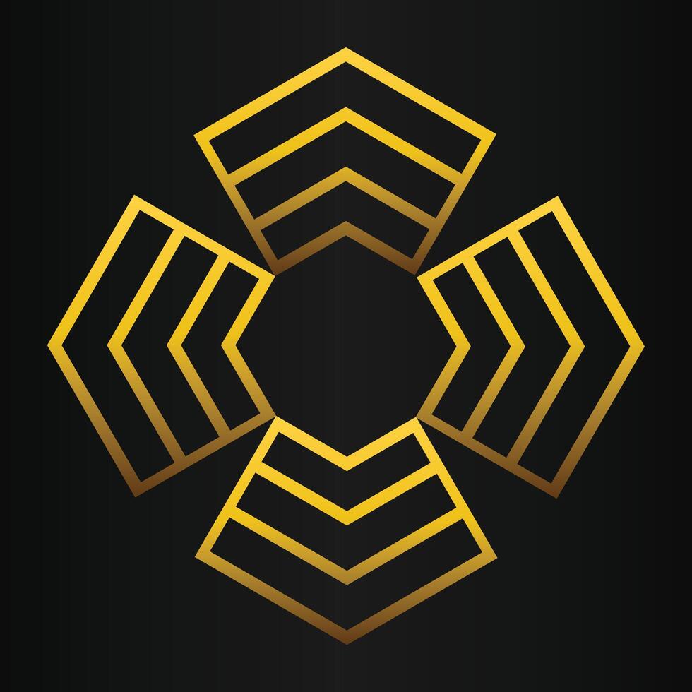 golden geometry design on black background vector