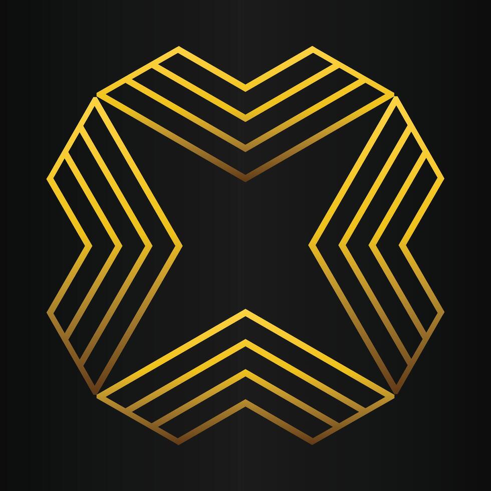 golden geometry design on black background vector