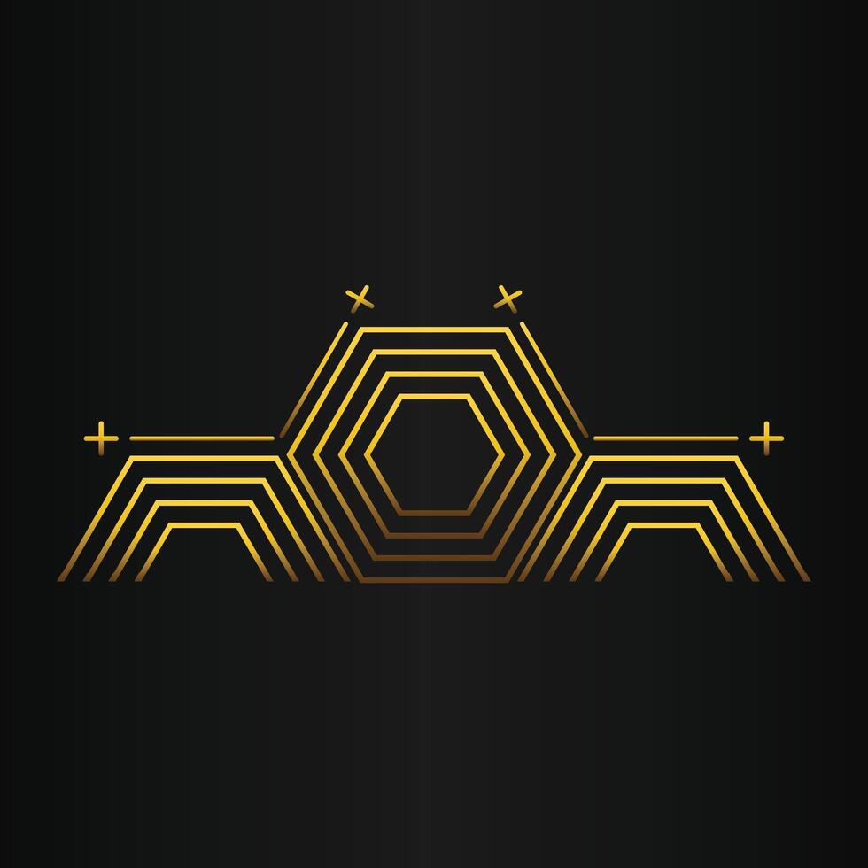 golden hexagon design on black background vector