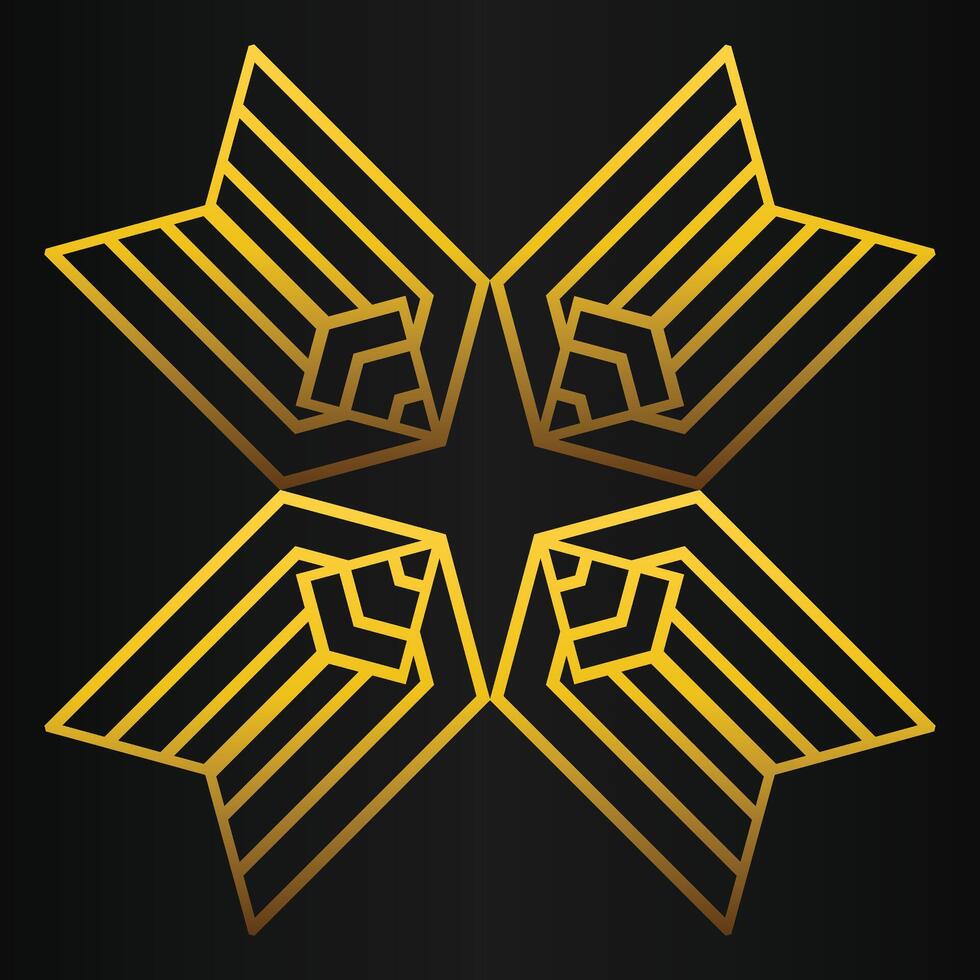 golden geometry design on black background vector