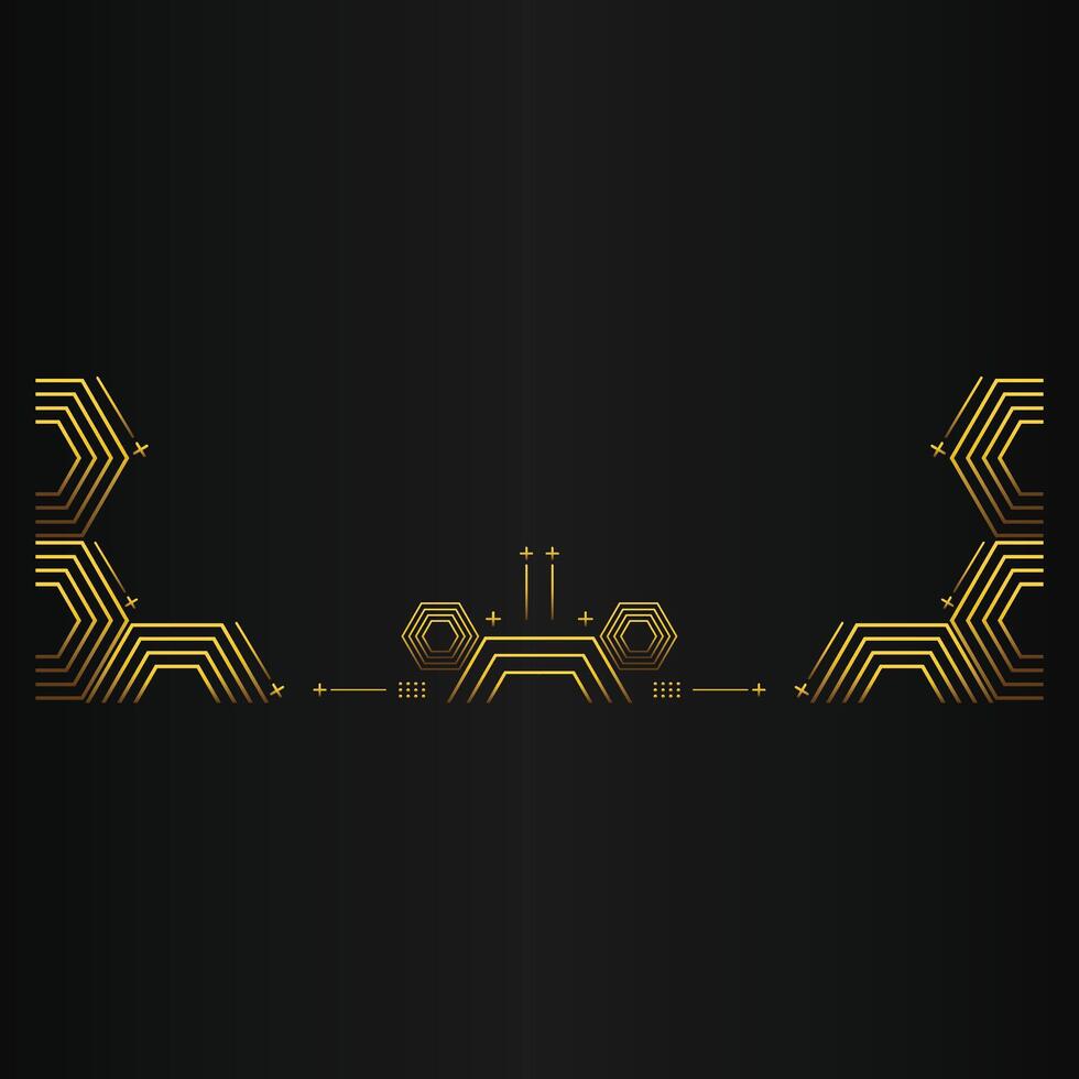 golden hexagon design on black background vector