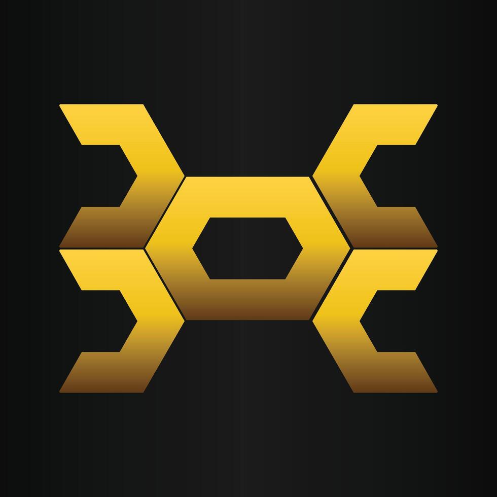 golden geometry design on black background vector