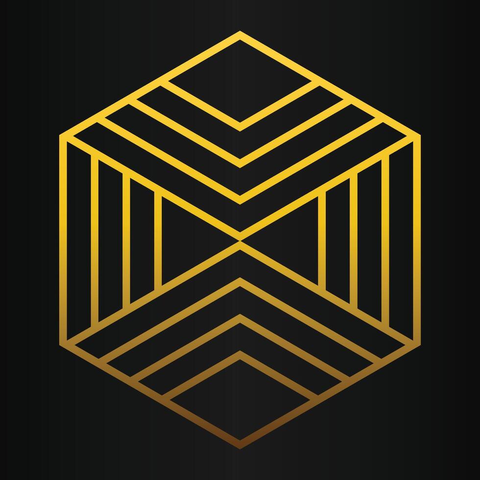 golden geometry design on black background vector