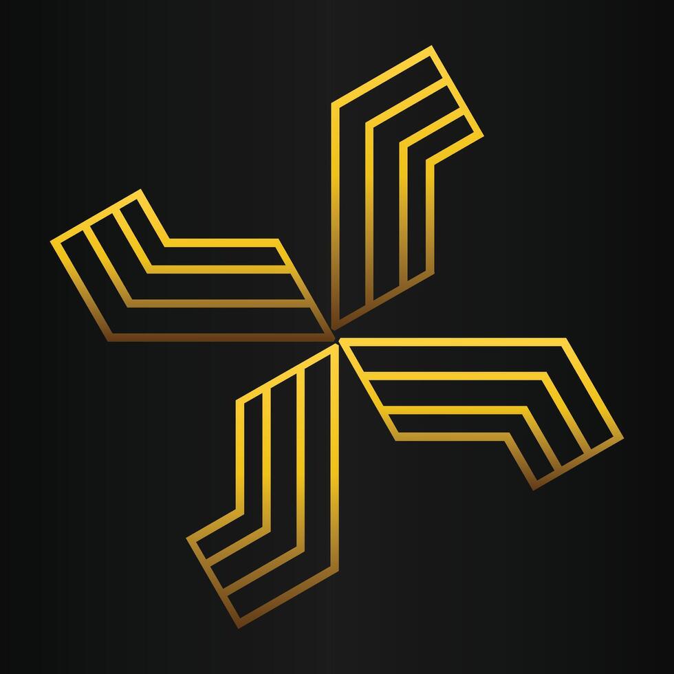 golden geometry design on black background vector