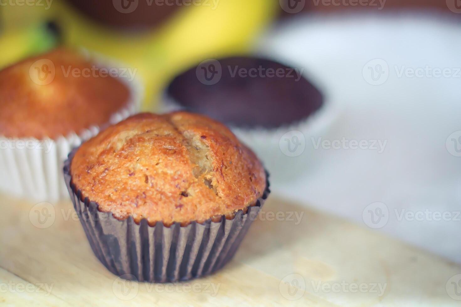 no topping banana cupcakes in close up photo