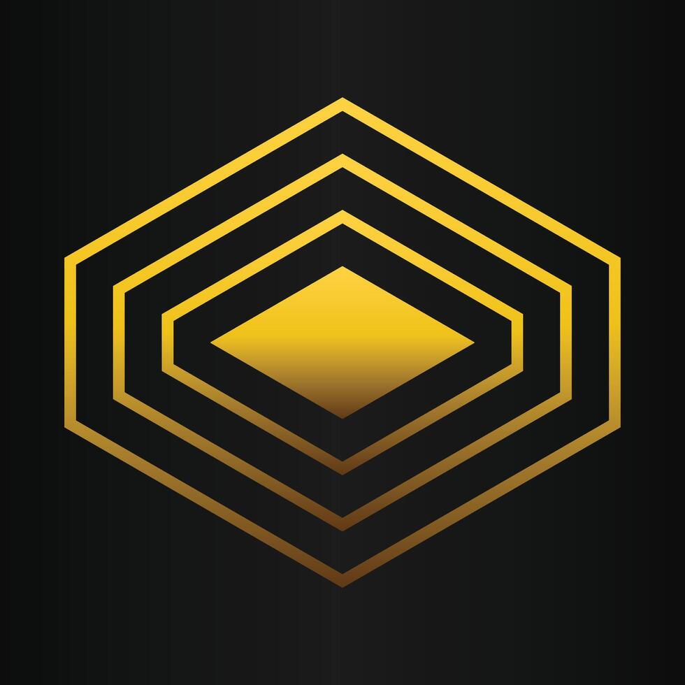 golden hexagon design on black background vector