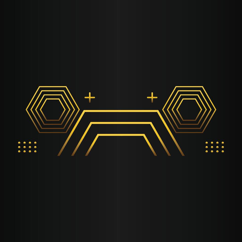 golden hexagon design on black background vector