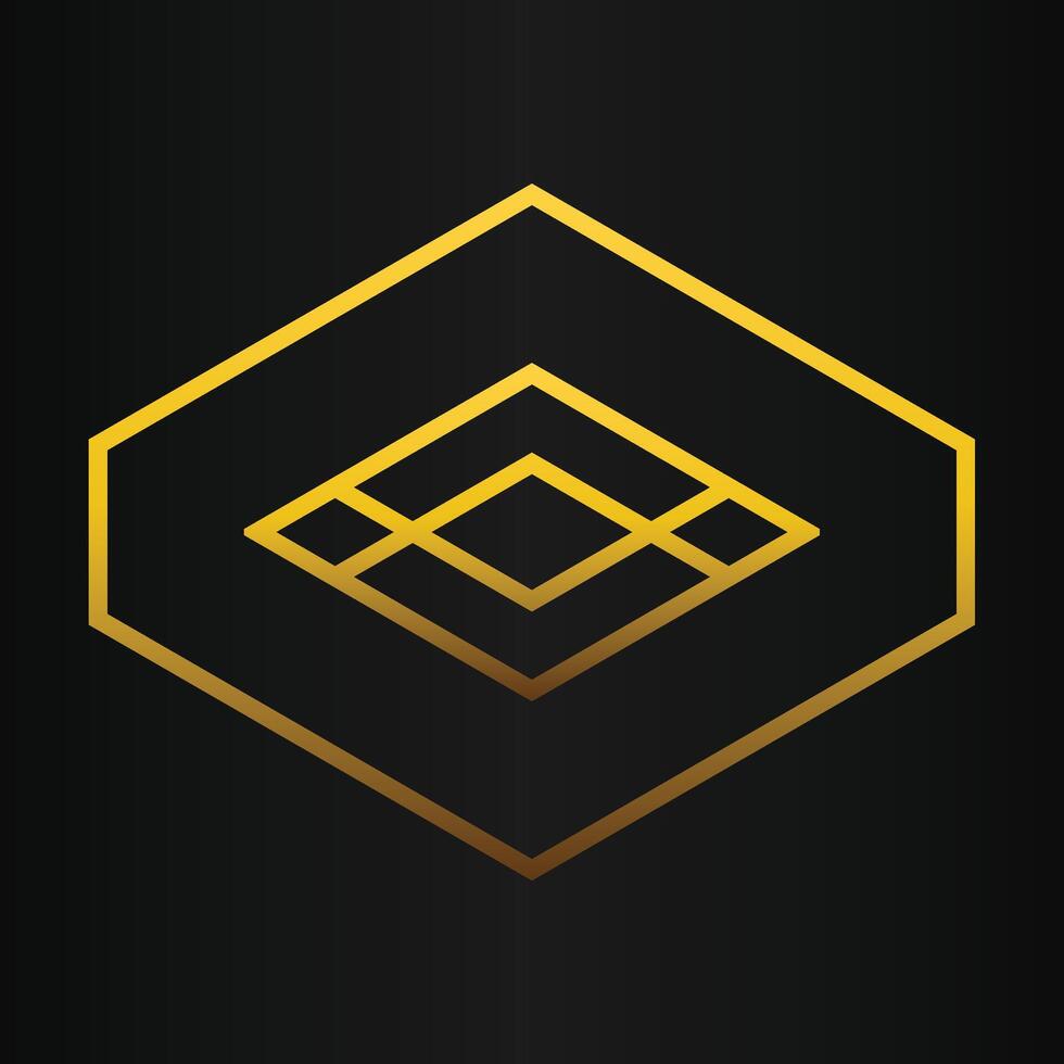 golden geometry design on black background vector