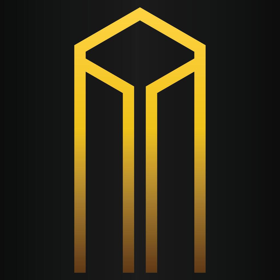 golden geometry design on black background vector