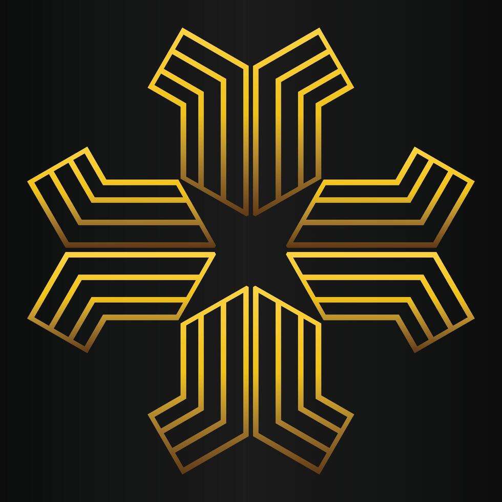 golden geometry design on black background vector