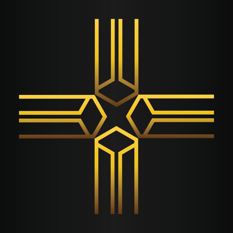 golden geometry design on black background vector
