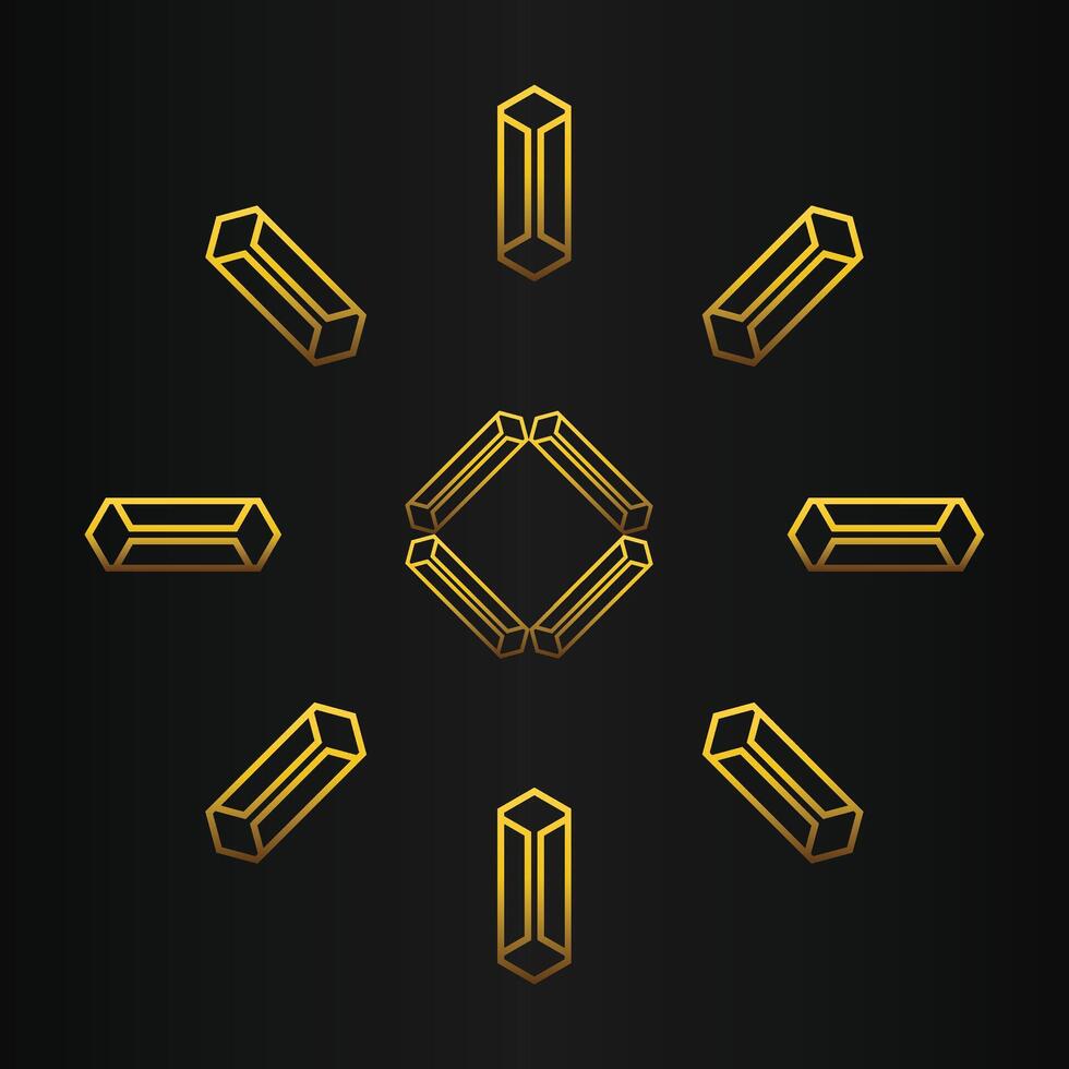 golden geometry design on black background vector