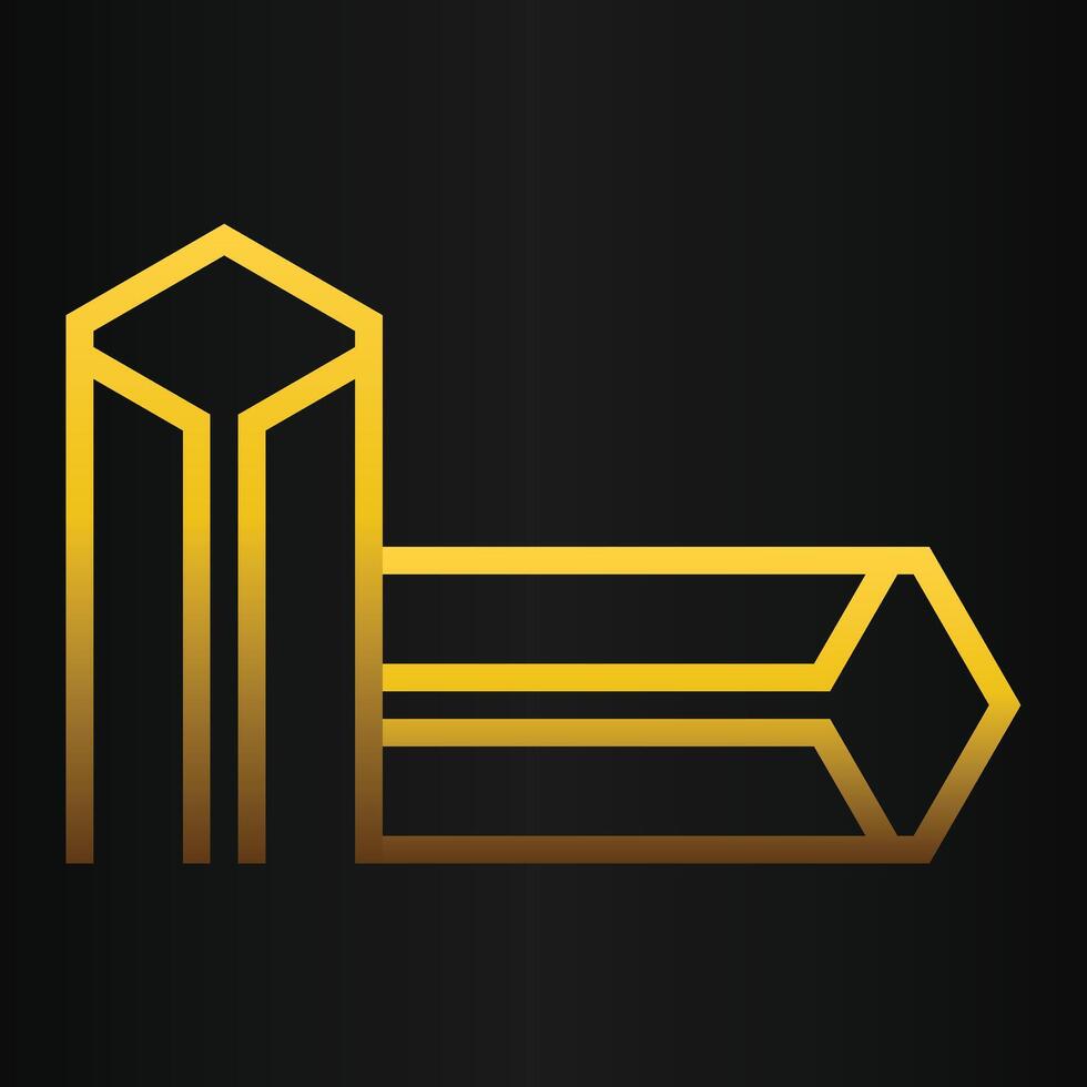 golden geometry design on black background vector