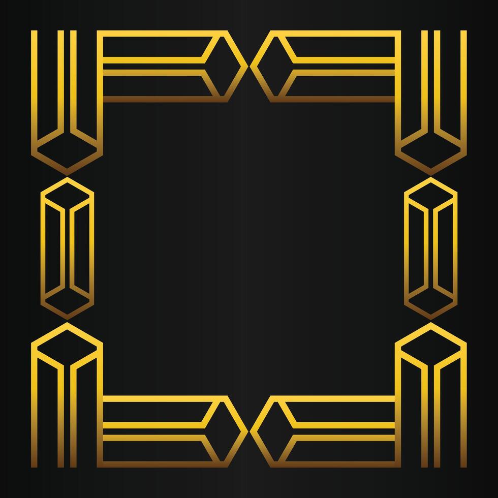 golden geometry design on black background vector
