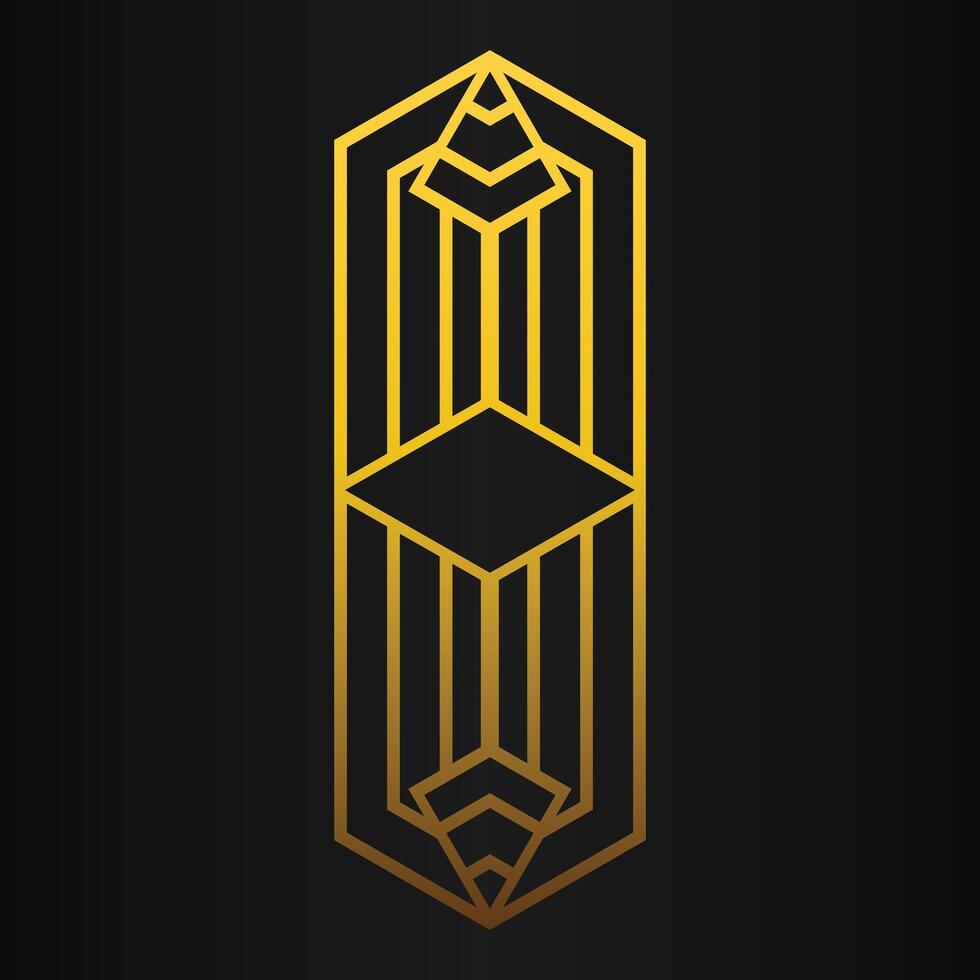 golden geometry design on black background vector