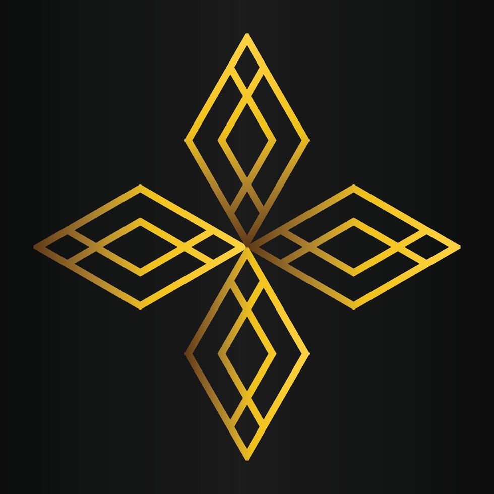 golden geometry design on black background vector