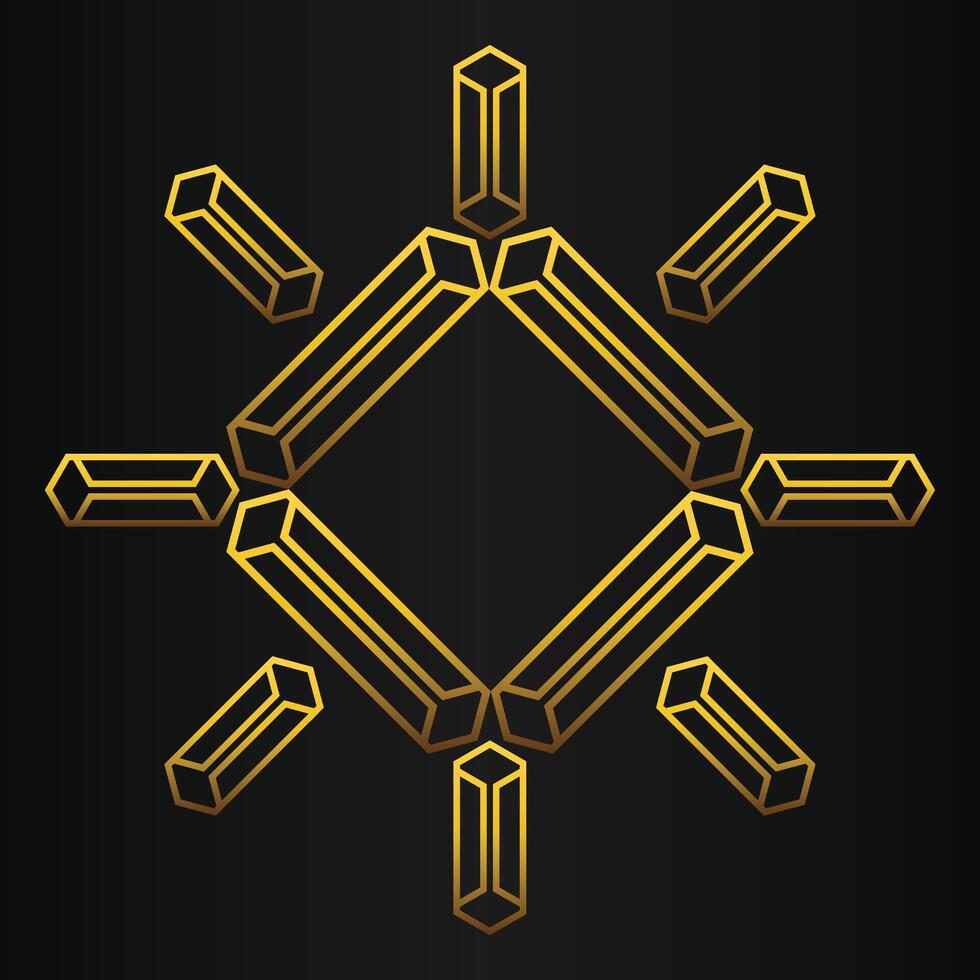 golden geometry design on black background vector