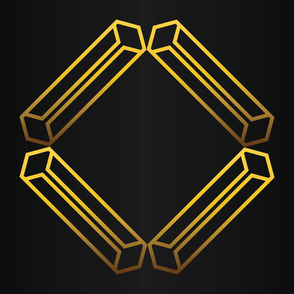 golden geometry design on black background vector