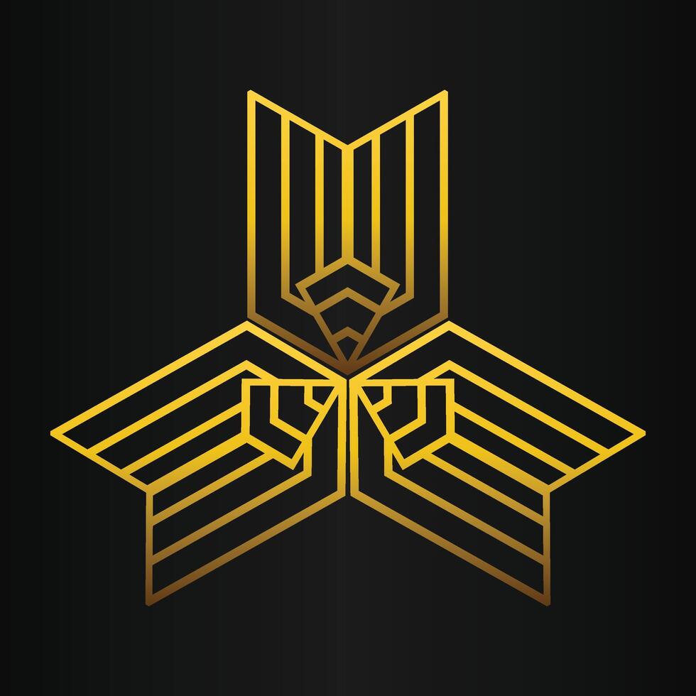 golden geometry design on black background vector
