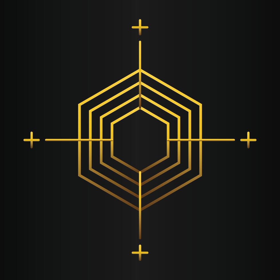 golden geometry design on black background vector