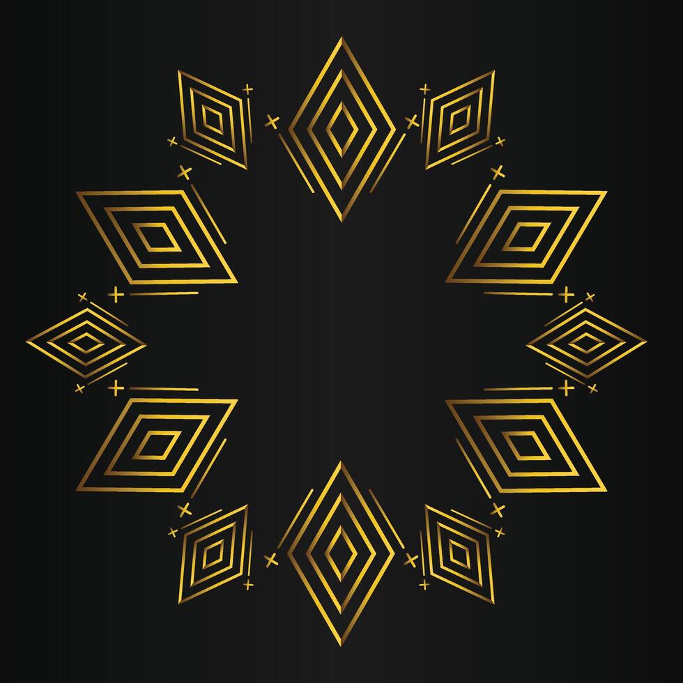 golden geometry design on black background vector