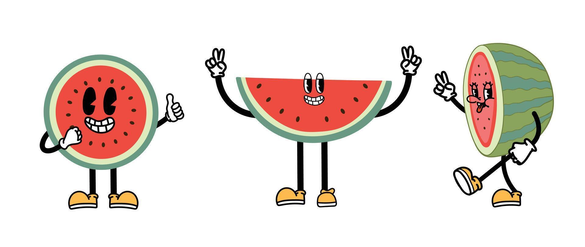 watermelon groovy illustration vector