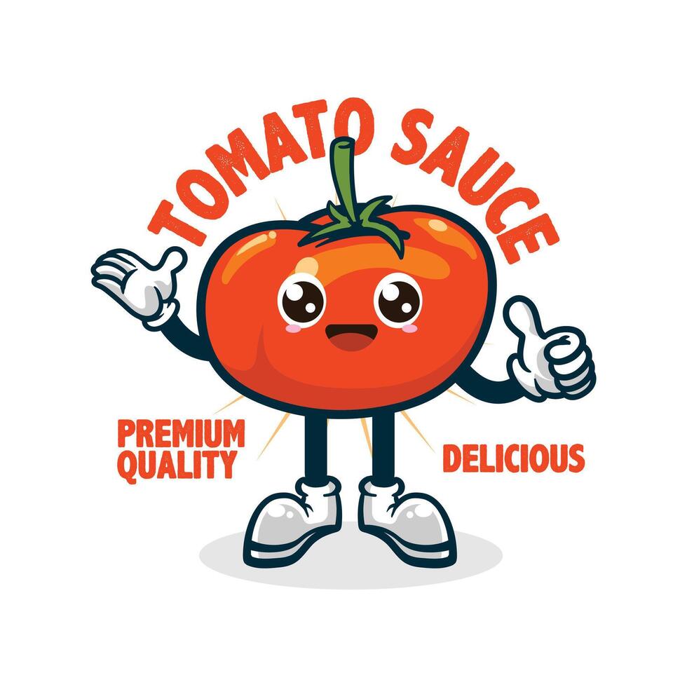 tomato mascot with groovy illustration style vector