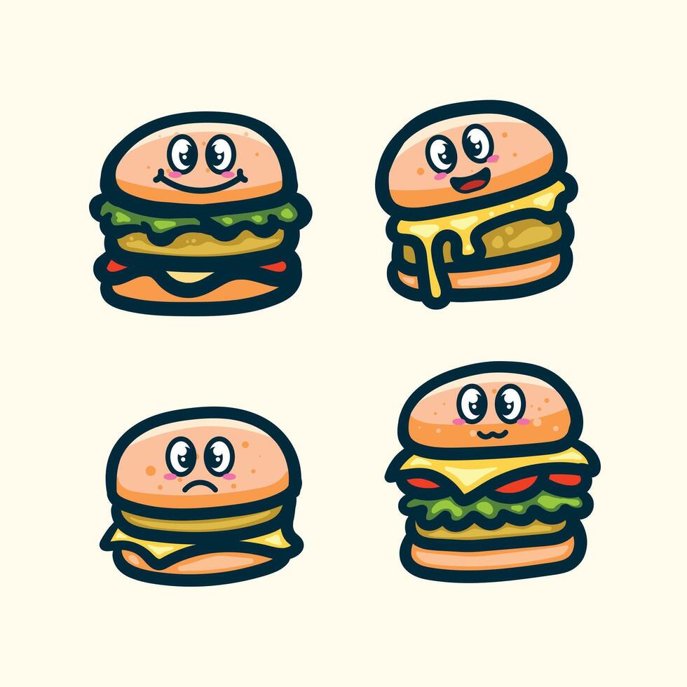 burger cute design vector