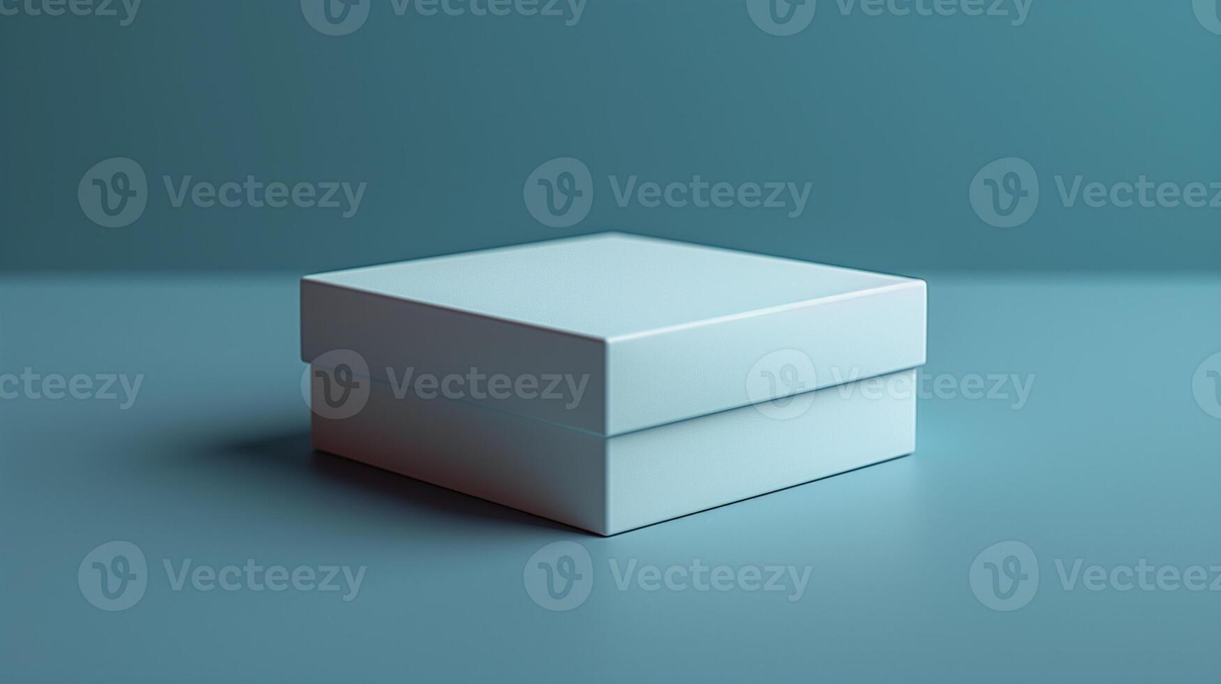Minimalist White Gift Box On Modern Blue Background With Soft Shadows And Clean Design For Elegant Holiday Presentations photo