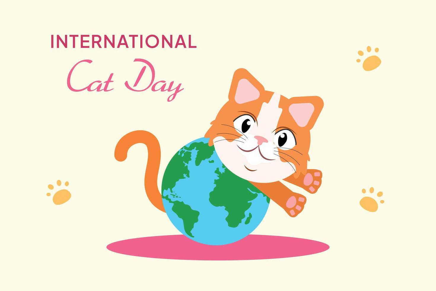 International Cat day concept. Colored flat illustration isolated. vector