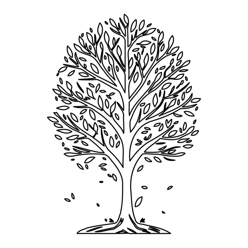 tree winter outline illustration sketch vector