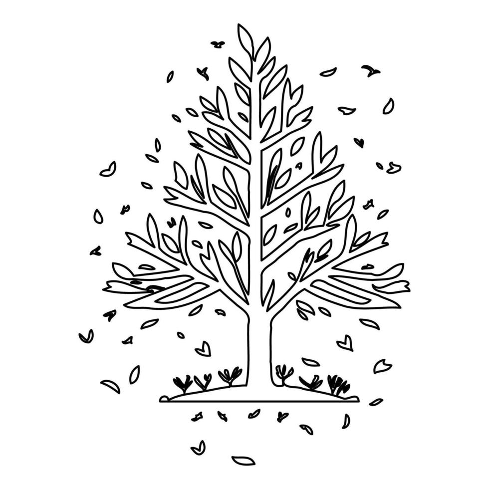 tree winter outline illustration sketch vector