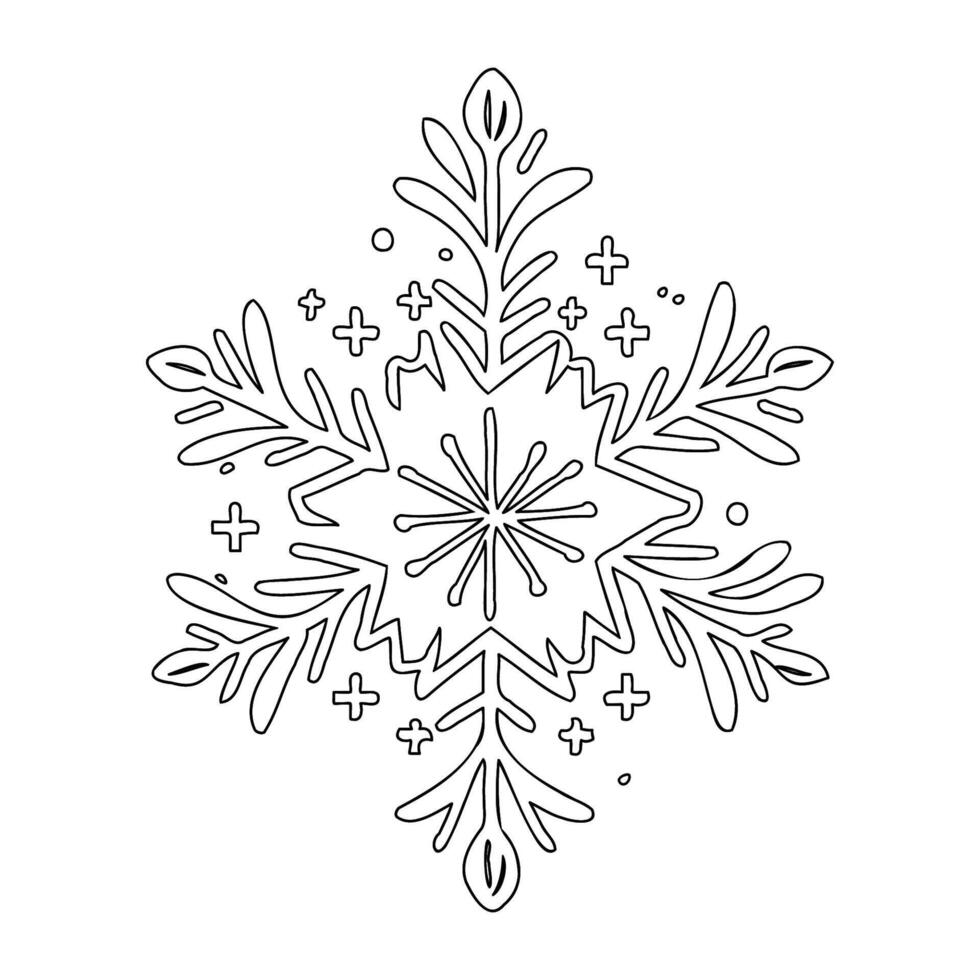 snowflake winter outline illustration sketch vector