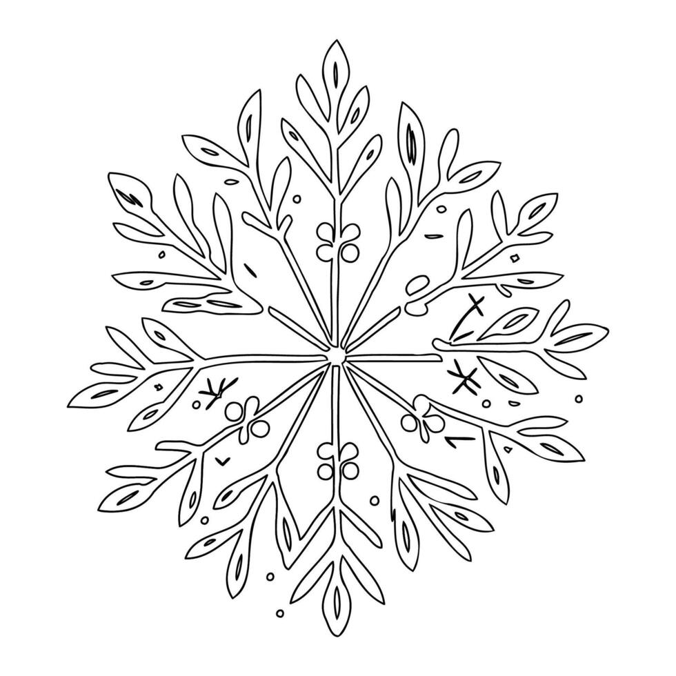 snowflake winter outline illustration sketch vector