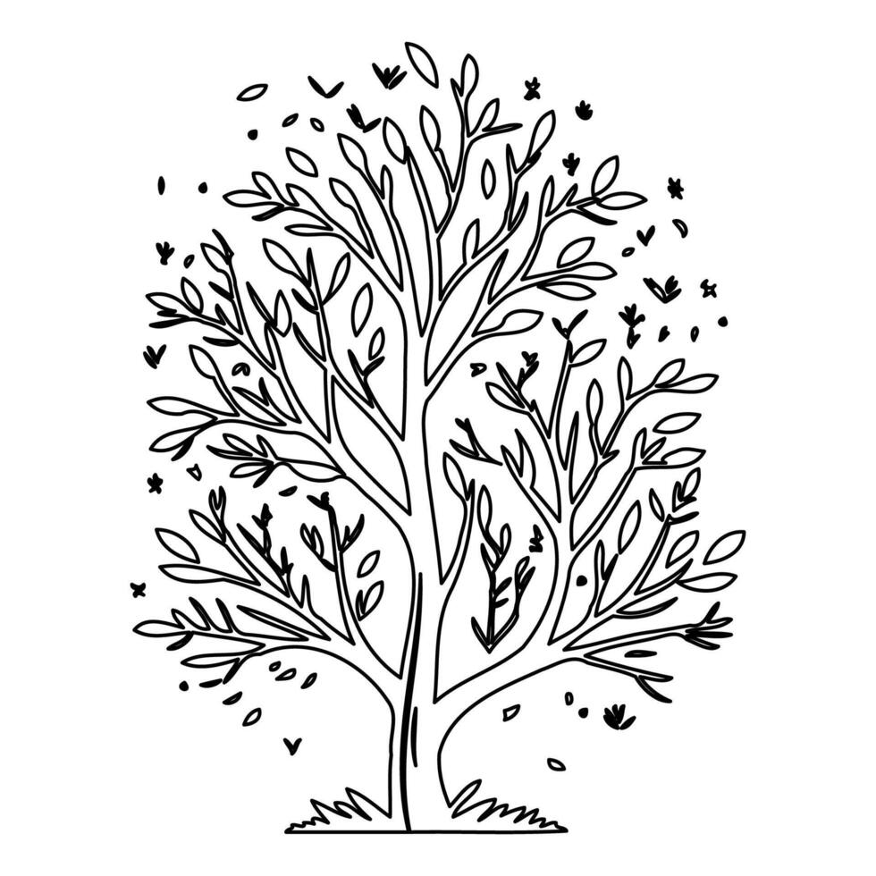 tree winter outline illustration sketch vector