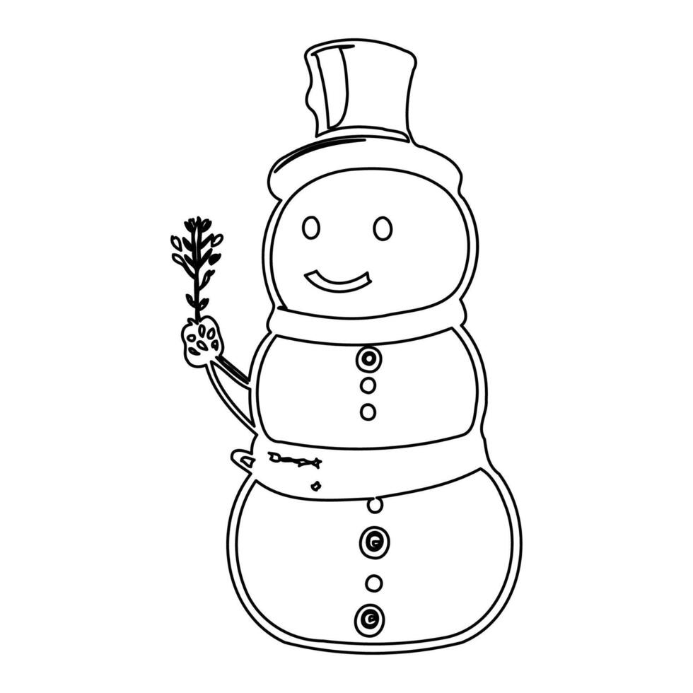 snowman winter outline illustration sketch vector